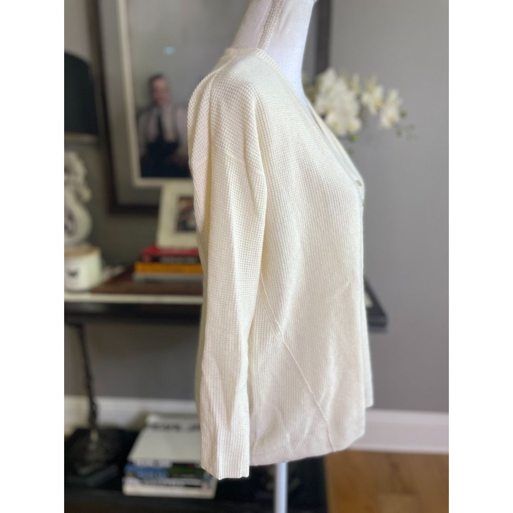 Madewell Asherton Waffle Henley Sweater Antique Cream Women's Size XXS - Picture 6 of 10